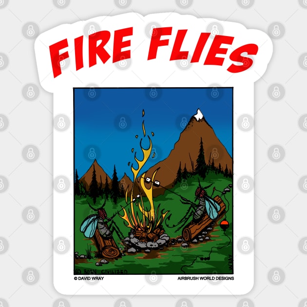 Fire Flies Around A Campfire Novelty Camping Gift Sticker by Airbrush World